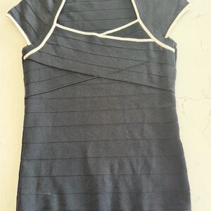 White House Black Market Stylish Black Top with White Trim